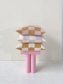 Funda de cojín de lana a cuadros Level Up