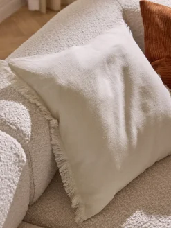 Funda de cojín de lino con flecos Luana