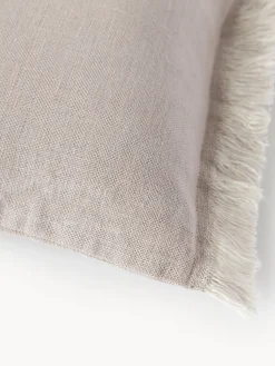 Funda de cojín de lino con flecos Luana