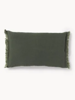 Funda de cojín de lino con flecos Luana