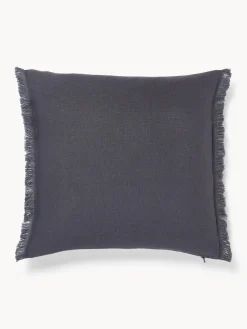 Funda de cojín de lino con flecos Luana