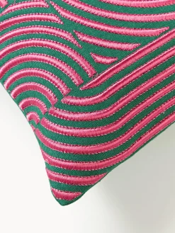 Funda de cojín de lino con estampado gráfico Lexi