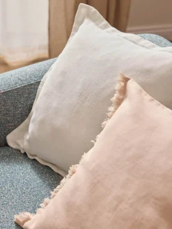 Funda de cojín de lino con flecos Luana