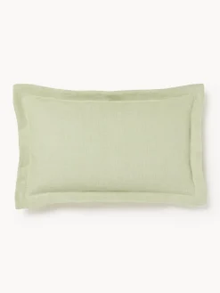 Funda de cojín de lino con dobladillo elevado Taryn