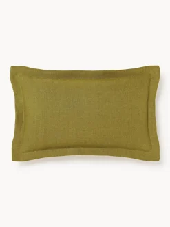 Funda de cojín de lino con dobladillo elevado Taryn