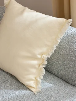 Funda de cojín de lino con flecos Luana