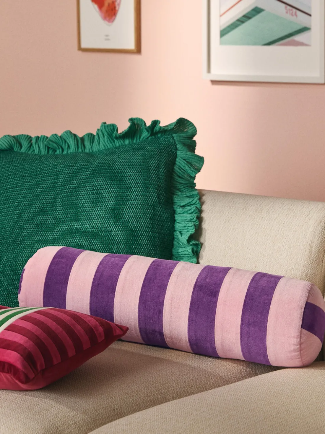 Funda de cojín de punto con volantes Pansy