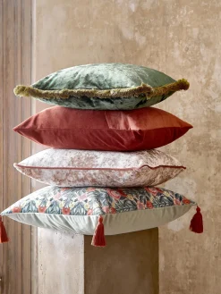 Funda de cojín de terciopelo con flecos Cyrus