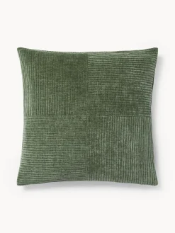 Funda de cojín de terciopelo de estructura lineal fina Fiona