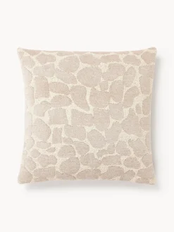 Funda de cojín en tejido bouclé y chenilla Nenda