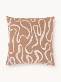 Funda de cojín para exterior con estampado de ondas bordadas Shanti