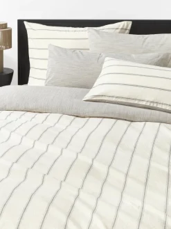 Funda nórdica de algodón lavado a rayas Caspian