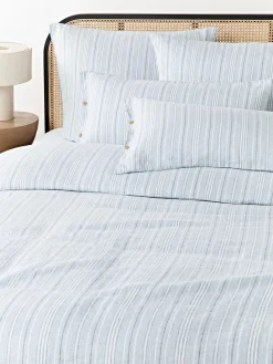 Funda nórdica de lino lavado con rayas Telma