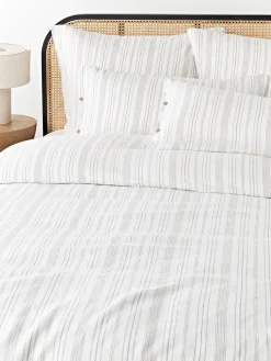 Funda nórdica de lino lavado con rayas Telma