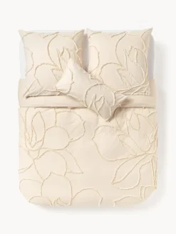 Funda nórdica de percal con decoración de penachos Madeline