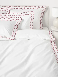 Funda nórdica de percal con dobladillo bordado Atina