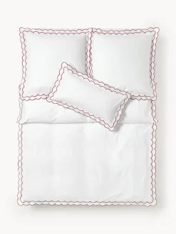 Funda nórdica de percal con dobladillo bordado Atina