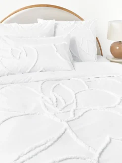 Funda nórdica de percal con decoración de penachos Madeline