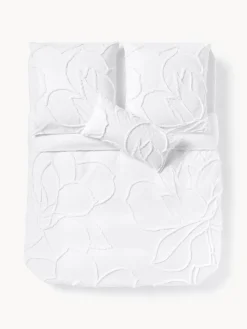 Funda nórdica de percal con decoración de penachos Madeline