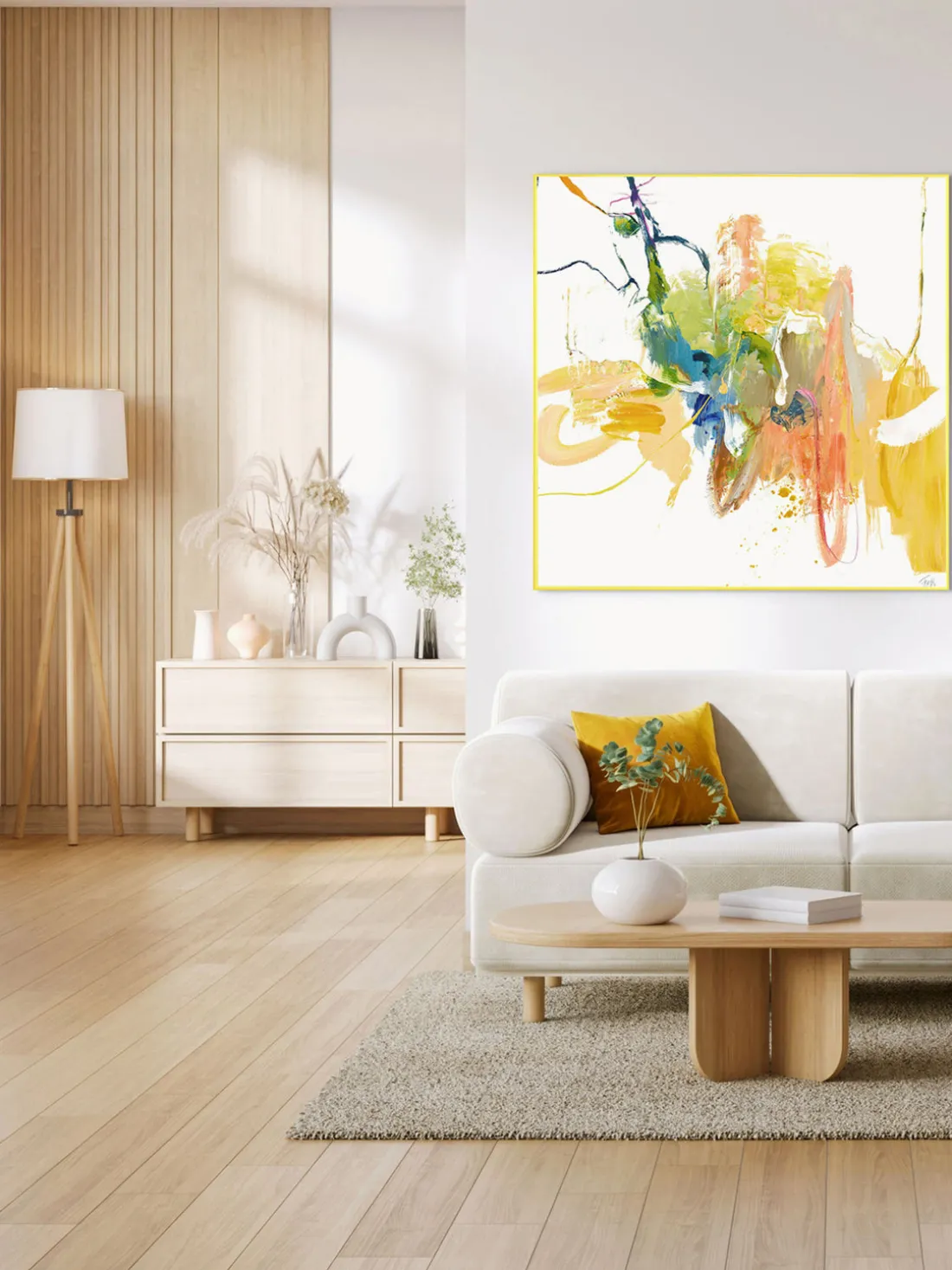 Impresión sobre lienzo acabada a mano enmarcada Confidential Yellow