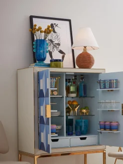 Jarrón artesanal en look mármol Mustique, 27 cm