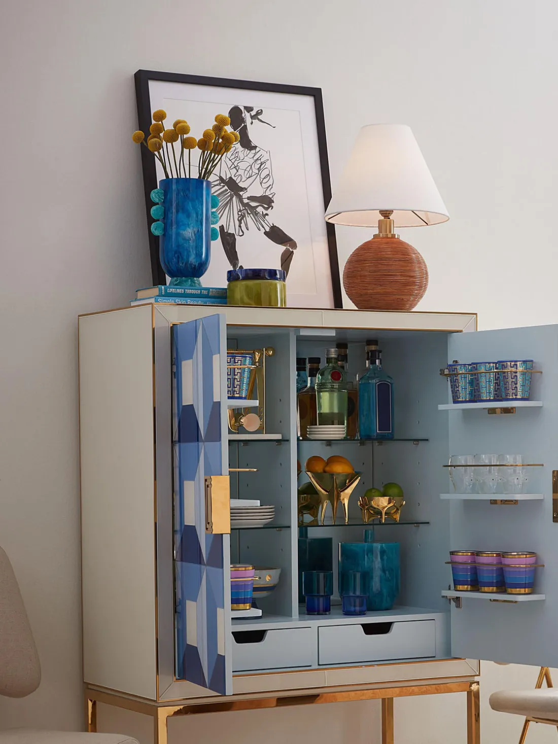 Jarrón artesanal en look mármol Mustique, 27 cm