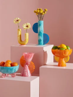 Jarrón artesanal en look mármol Mustique, 20 cm