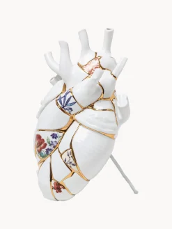 Jarrón de porcelana con decoración dorada Love in Bloom, 25 cm