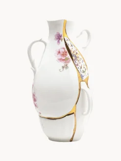 Jarrón de porcelana fina Kintsugi, 32 cm