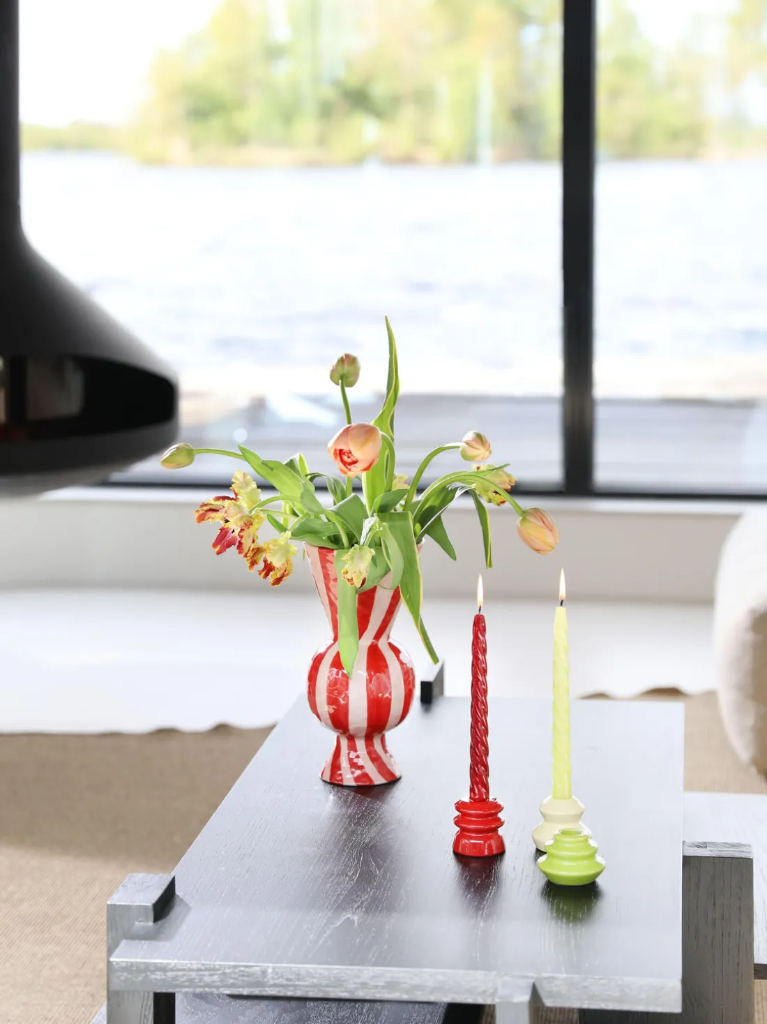 Jarrón de rombos pintado a mano, 30 cm