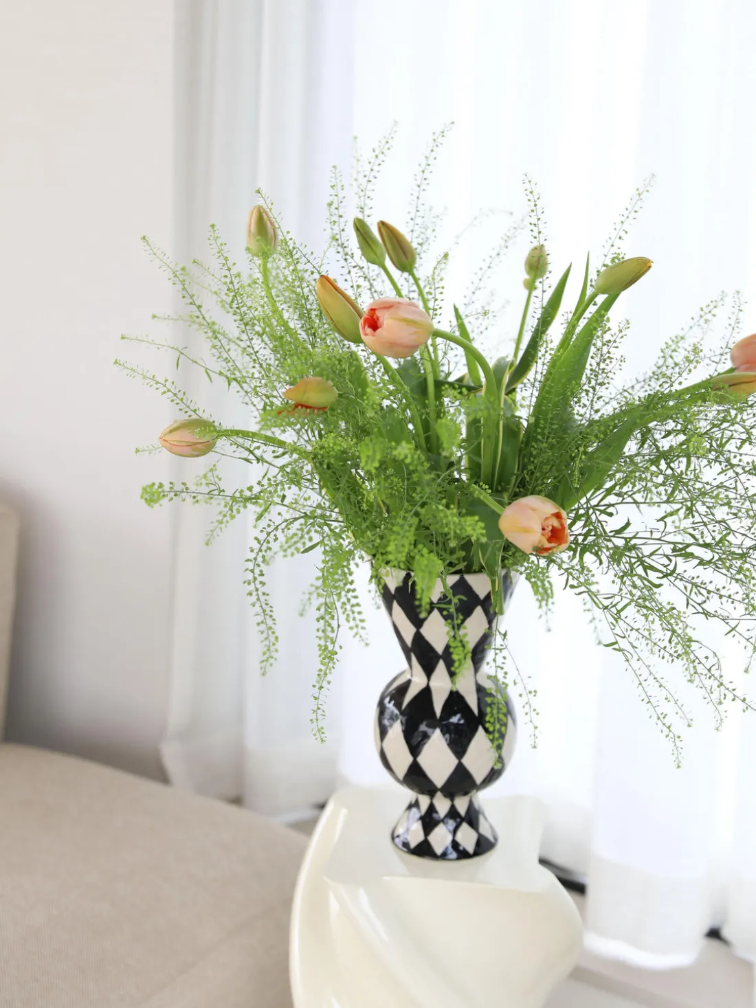 Jarrón de rombos pintado a mano, 30 cm