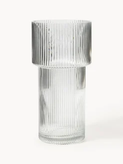 Jarrón de vidrio acanalado Lija, 30 cm