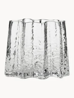 Jarrón de vidrio soplado artesanalmente con relieves Gry, 19 cm