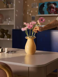 Jarrón de vidrio soplado con adornos Gloria, Al 24 cm