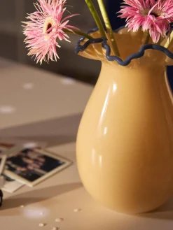 Jarrón de vidrio soplado con adornos Gloria, Al 24 cm