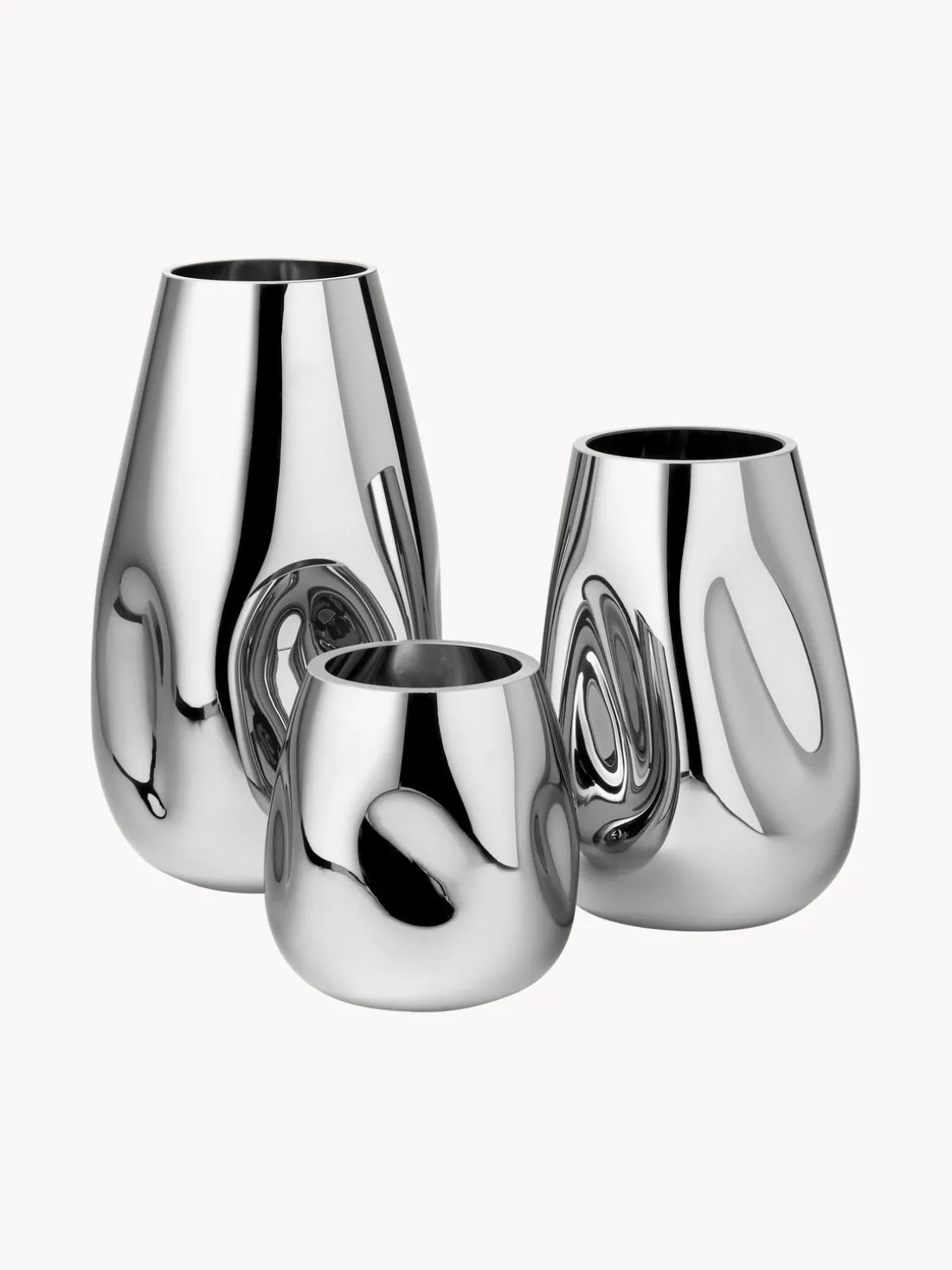 Jarrón grande de vidrio soplado artesanalmente Mirror, 35 cm