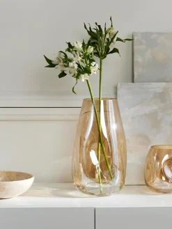 Jarrón grande de vidrio soplado Luster, 35 cm