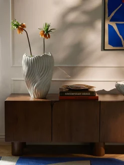 Jarron decorativo XL con borde acanalado Milazzo, 44 cm