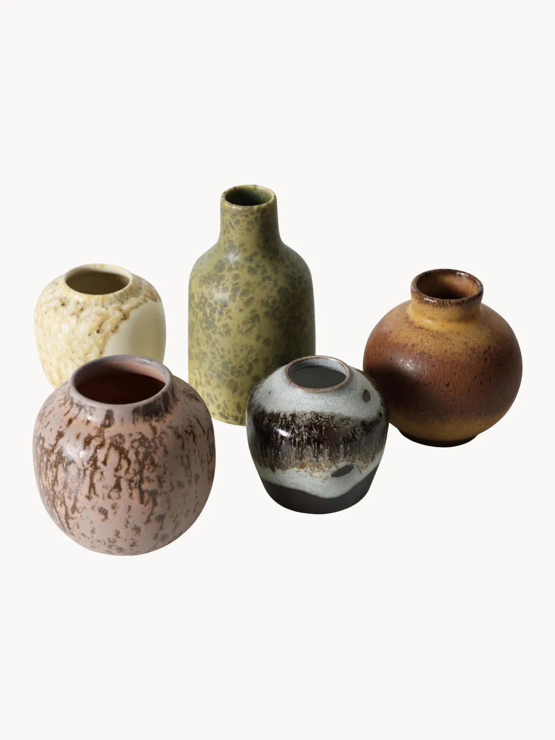 Jarrones artesanales 70's, 4 uds.