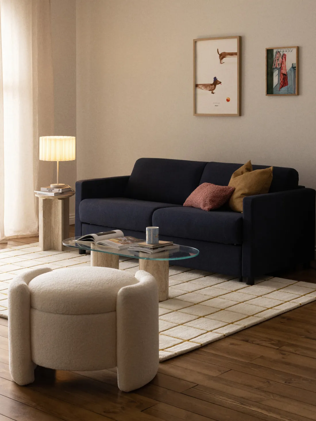 Lámpara de mesa de lino Lucina