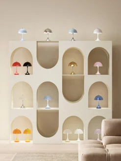 Lámpara de mesa LED regulable Panthella de diseño Verner Panton, 24 cm, portátil