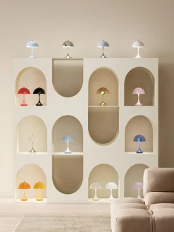 Lámpara de mesa LED regulable Panthella de diseño Verner Panton, 24 cm, portátil