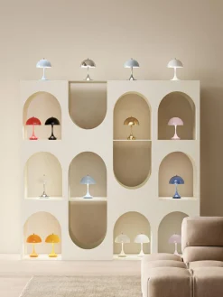 Lámpara de mesa LED regulable Panthella de diseño Verner Panton, 24 cm, portátil