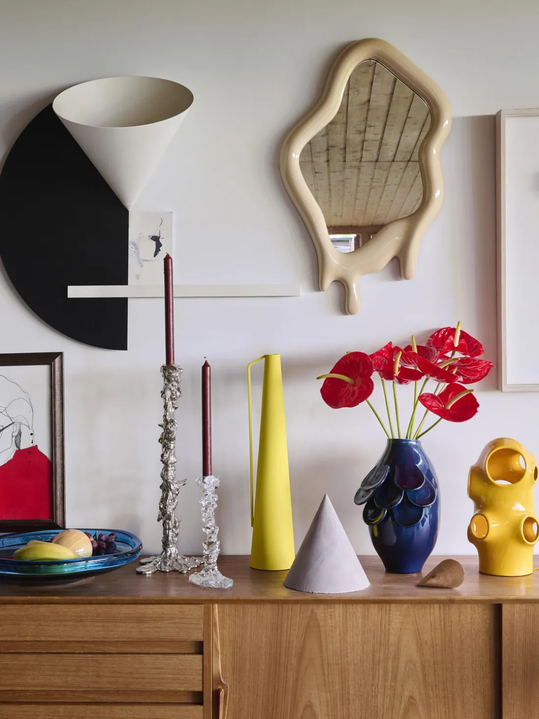 Lámpara de mesa pequeña artesanal Bulle