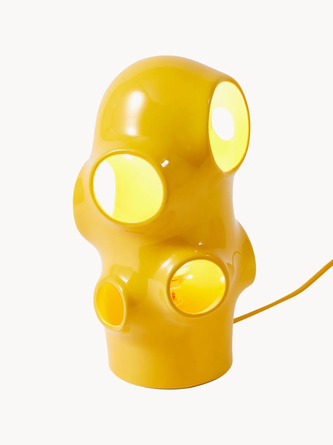 Lámpara de mesa pequeña artesanal Bulle