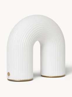 Lámpara de mesa pequeña LED regulable con estructura acanalada, portátil