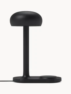 Lámpara de mesa pequeña regulable LED Emendo, con estación de carga