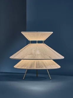 Lámpara de mesa regulable de lino Kiku