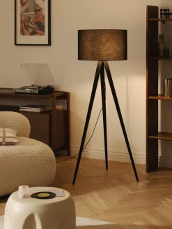 Lámpara de pie con pantalla de madera maciza Jake