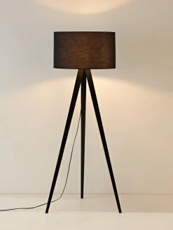 Lámpara de pie con pantalla de madera maciza Jake